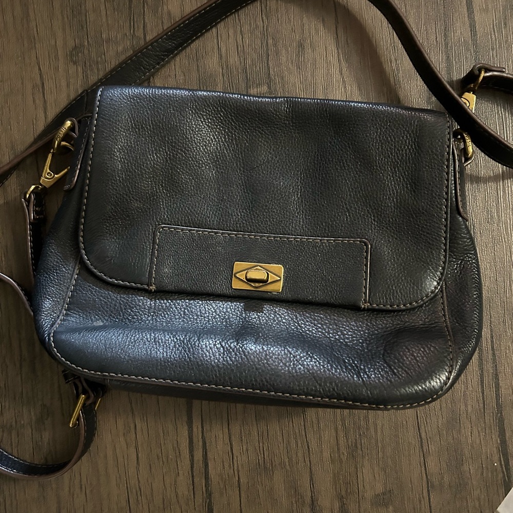 Fossil Black Leather Crossbody Bag
